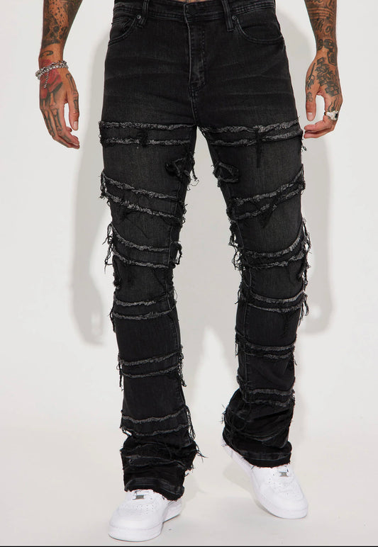 Black stacked jeans