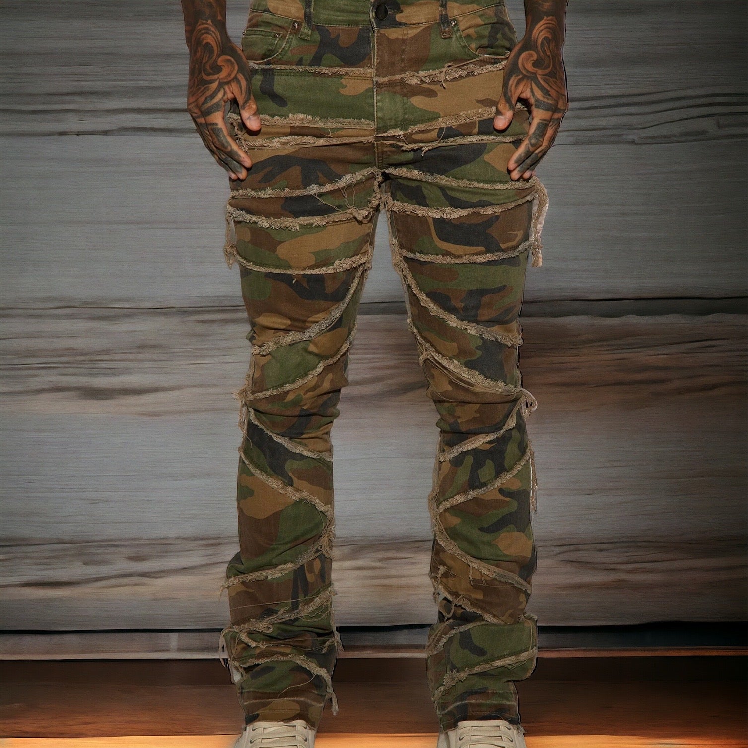 Army type fashion jeans